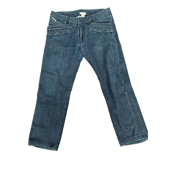 Diesel Women's/ Mens Cargo Size 33 Straight Leg Dark Wash zip Fly Blue Jeans - Picture 2 of 16